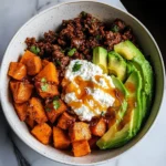 Sweet Potato Beef Cottage Cheese Bowl 7 Sweet Potato Beef Cottage Cheese Bowl on rustic table